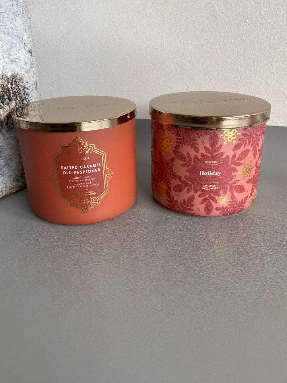 Bath & Body Works White Barn 3 Wick Candle Bundle Salted Caramel + Holiday